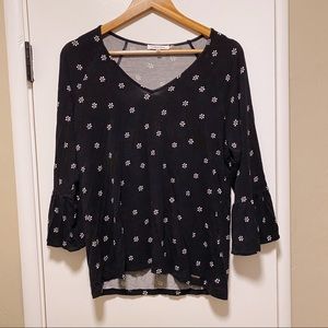 Calvin Klein Black Top with Bell Sleeves